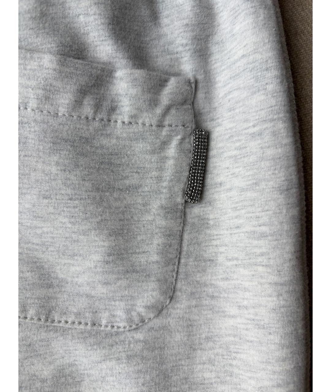 BRUNELLO CUCINELLI Серые хлопковые брюки и шорты, фото 4