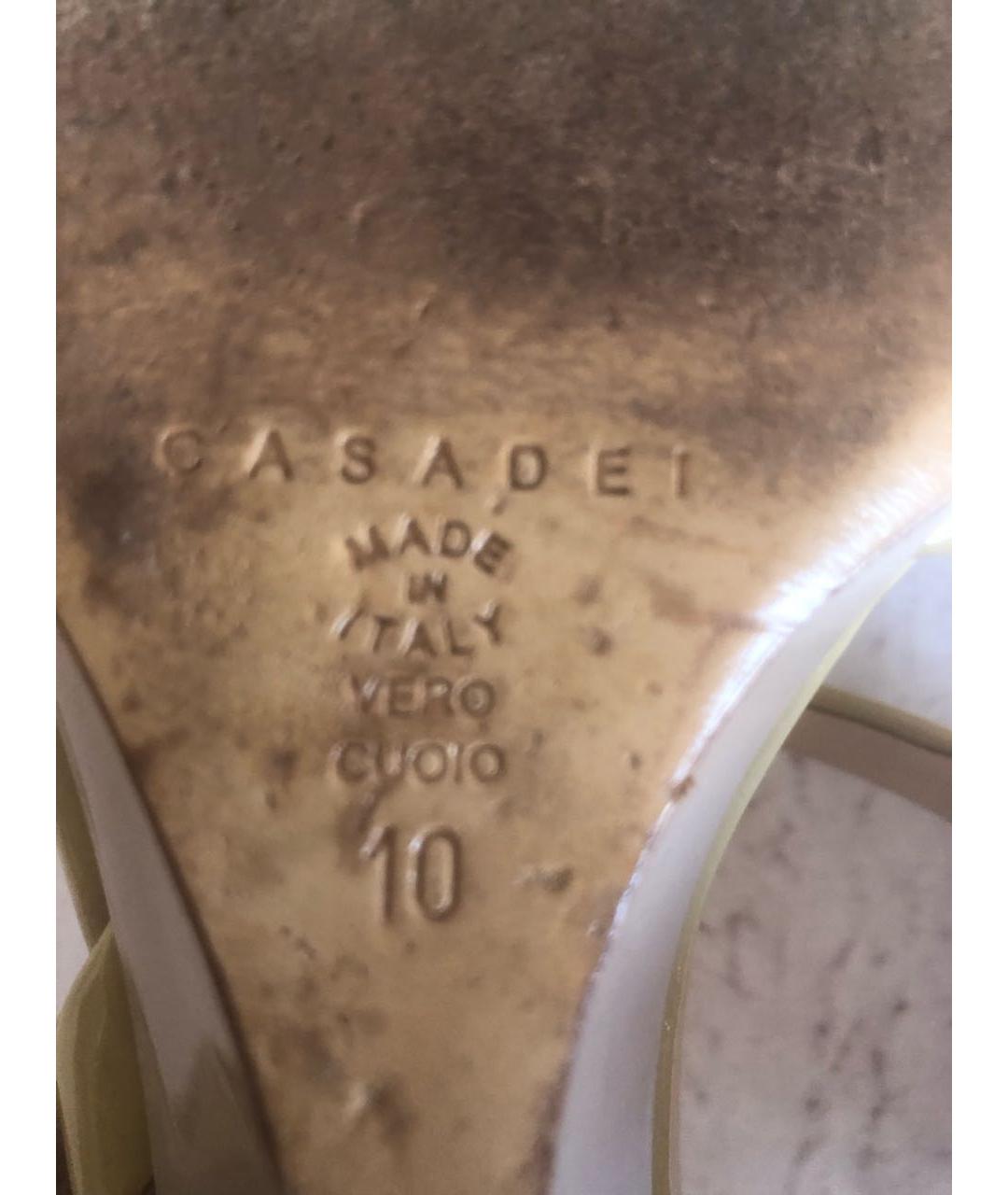 CASADEI Бежевые босоножки из лакированной кожи, фото 4