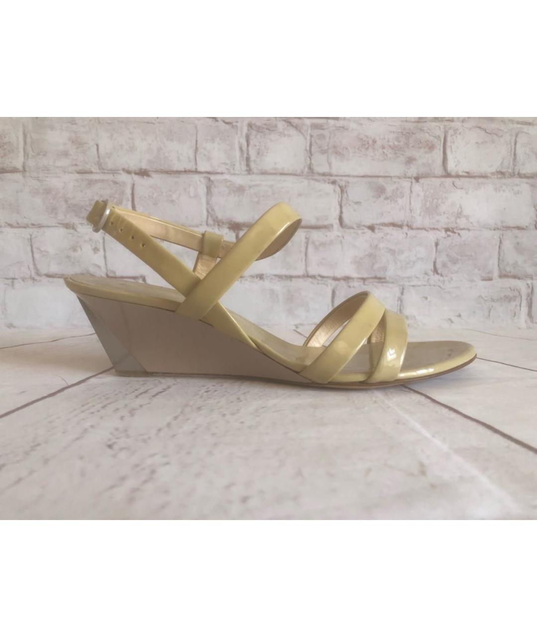 CASADEI Бежевые босоножки из лакированной кожи, фото 7