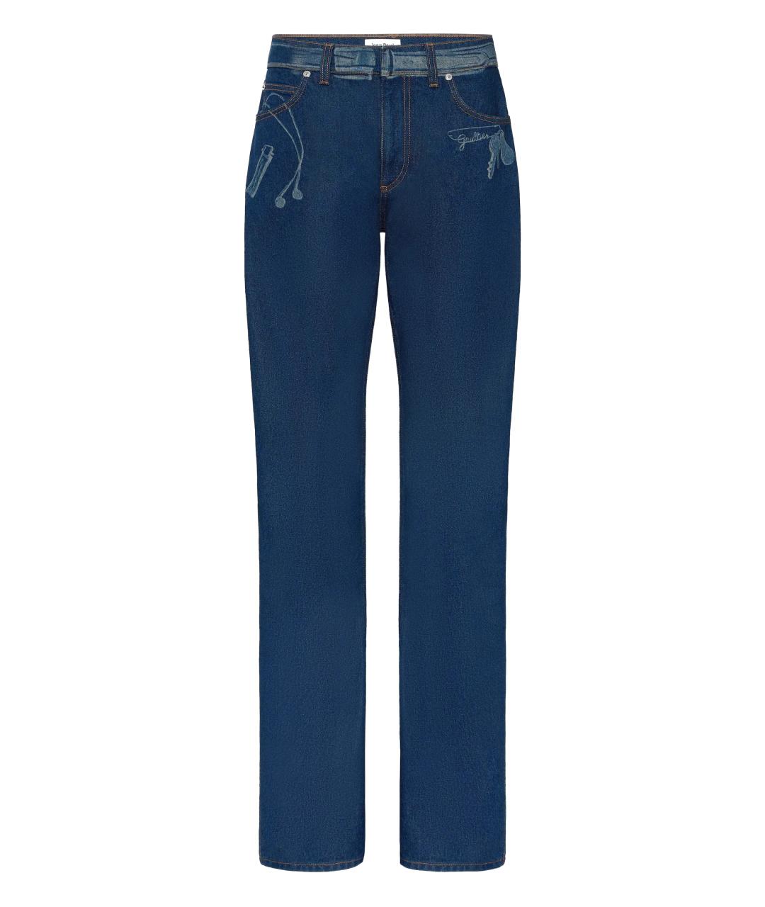 JEAN PAUL GAULTIER Синие хлопковые прямые джинсы, фото 1