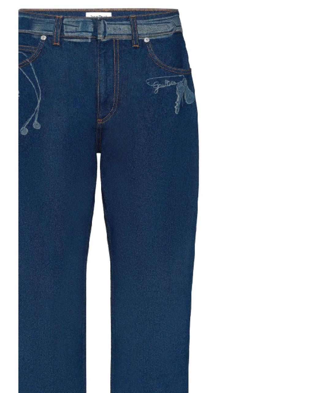 JEAN PAUL GAULTIER Синие хлопковые прямые джинсы, фото 2