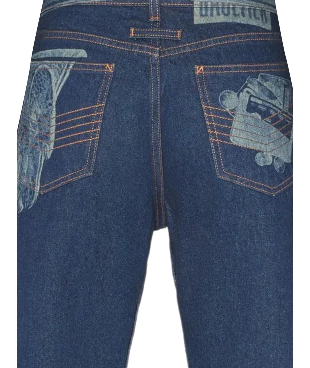 JEAN PAUL GAULTIER Синие хлопковые прямые джинсы, фото 3