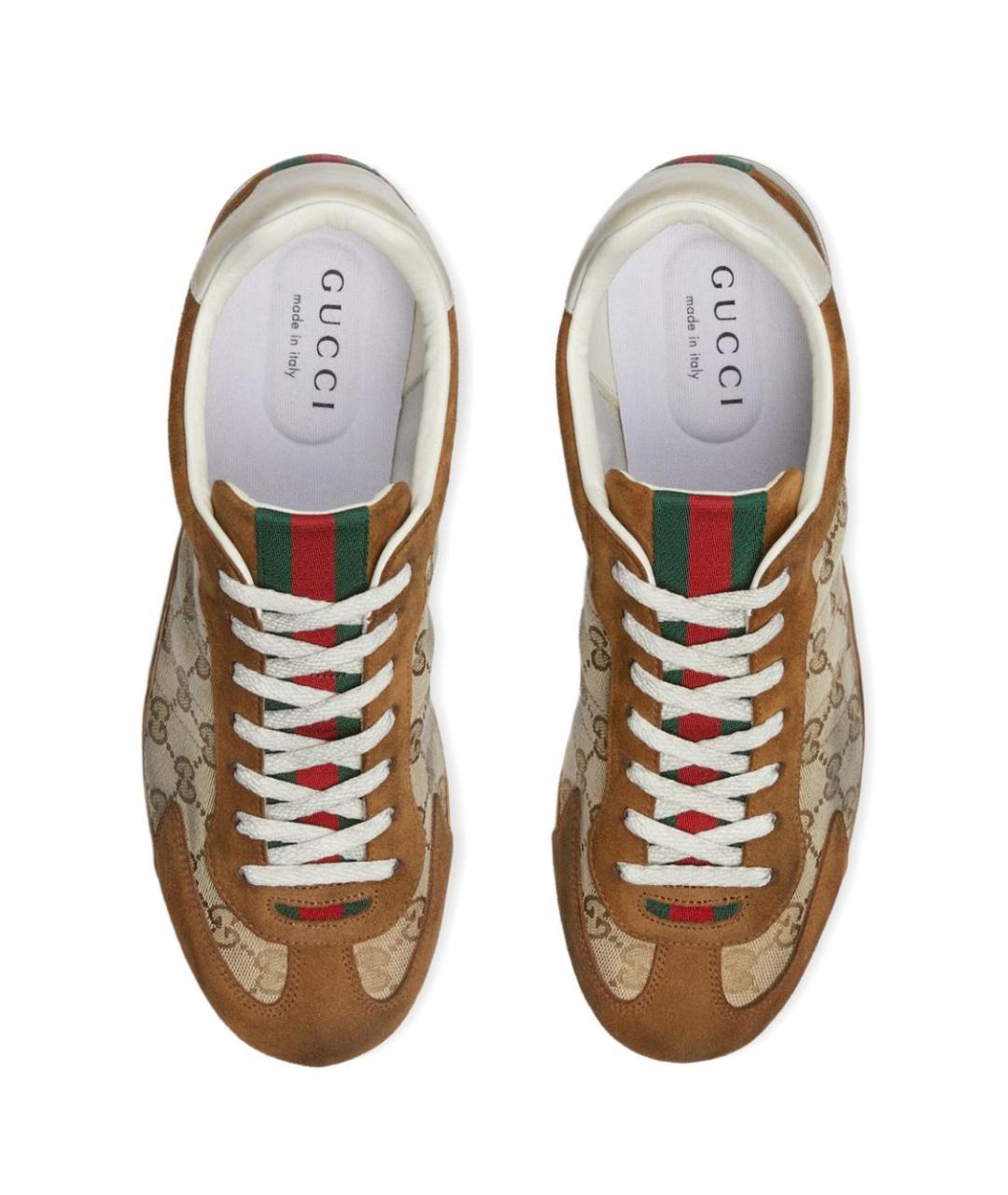 GUCCI Коричневые текстильные низкие кроссовки / кеды, фото 5