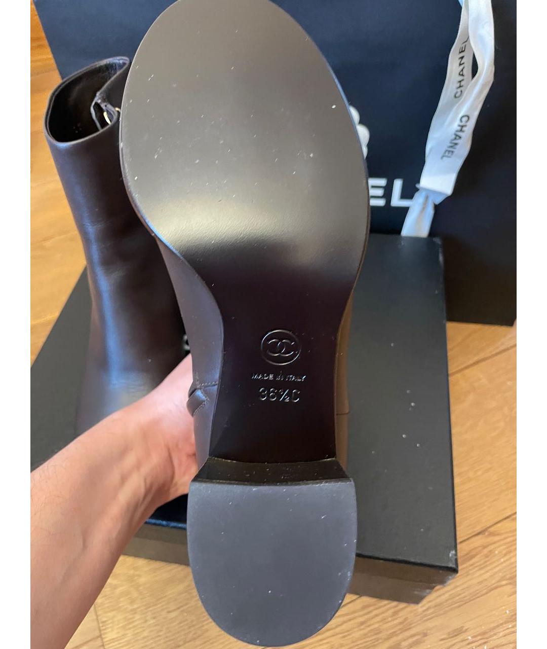 CHANEL Коричневые кожаные полусапоги, фото 5