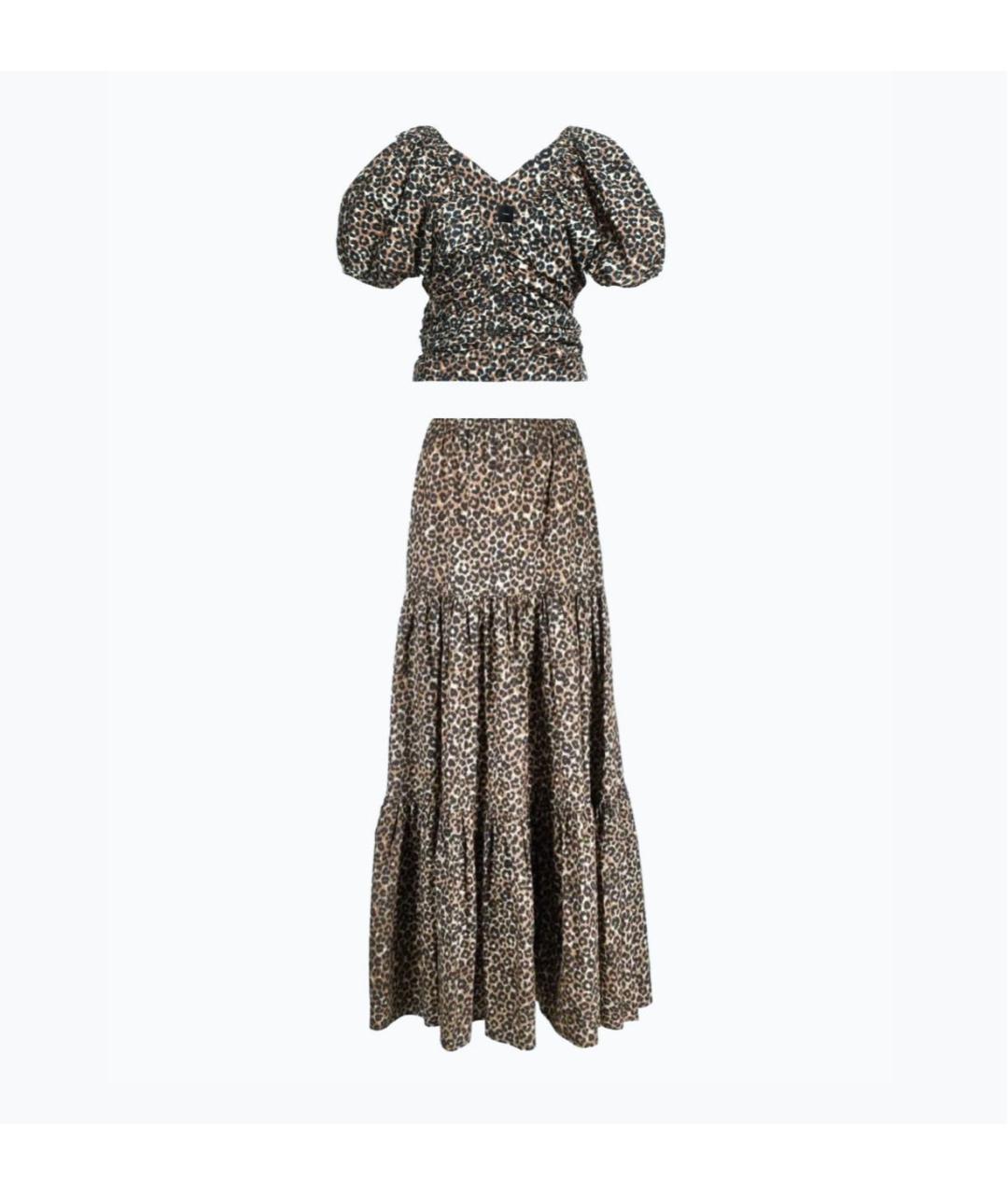 PINKO Коричневый хлопковый костюм с юбками, фото 9