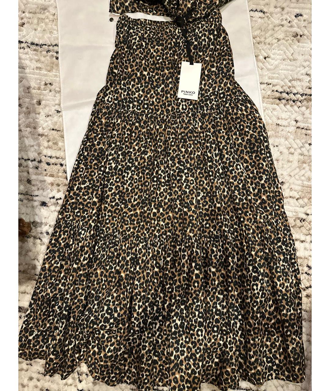 PINKO Коричневый хлопковый костюм с юбками, фото 4