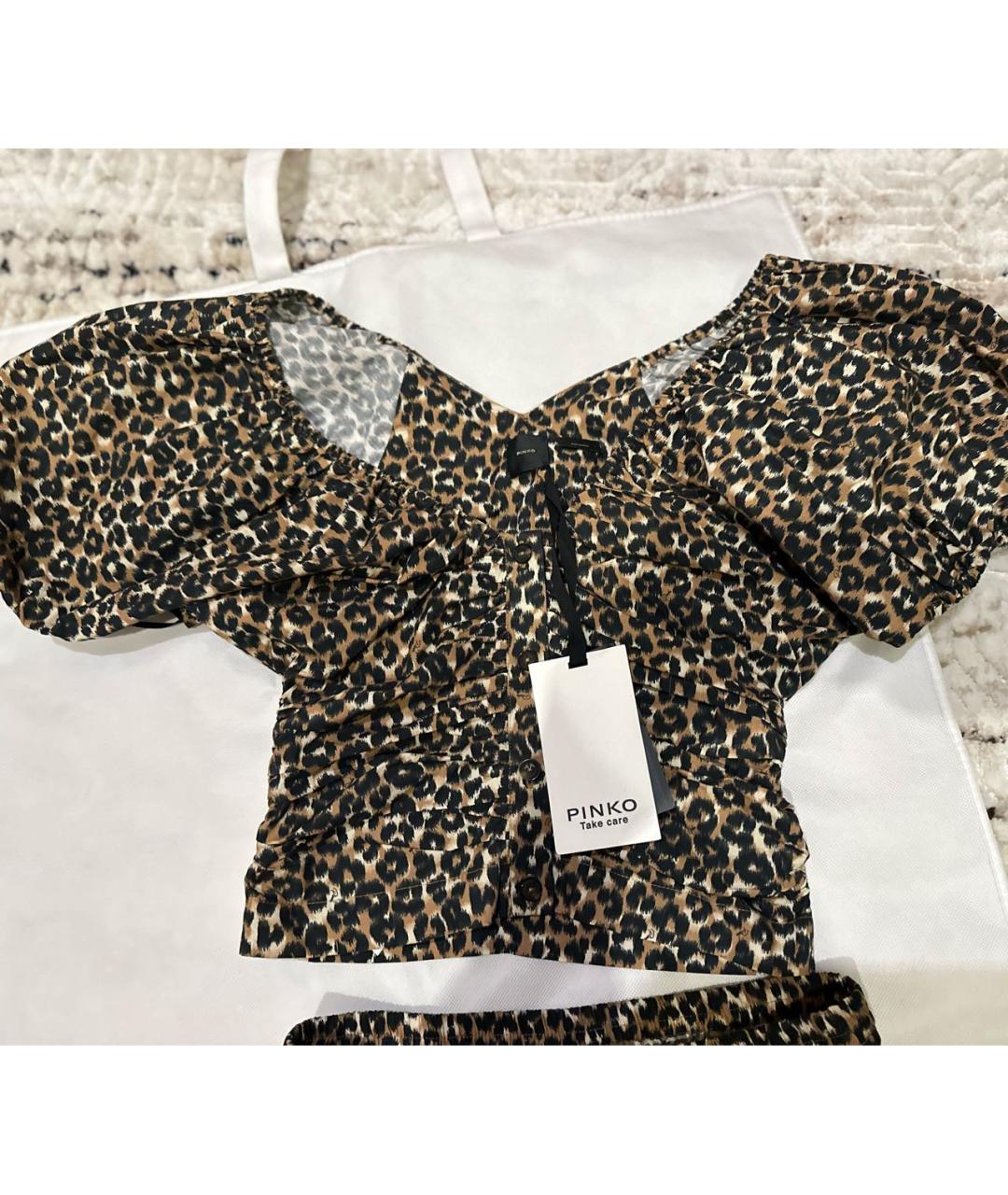 PINKO Коричневый хлопковый костюм с юбками, фото 5