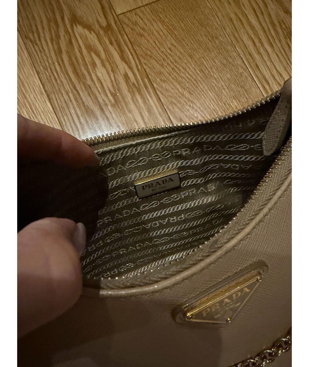 PRADA Бежевая кожаная сумка через плечо, фото 7