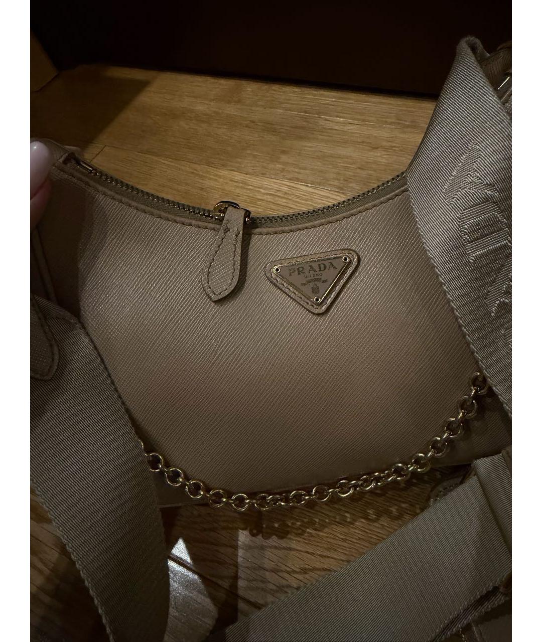 PRADA Бежевая кожаная сумка через плечо, фото 3