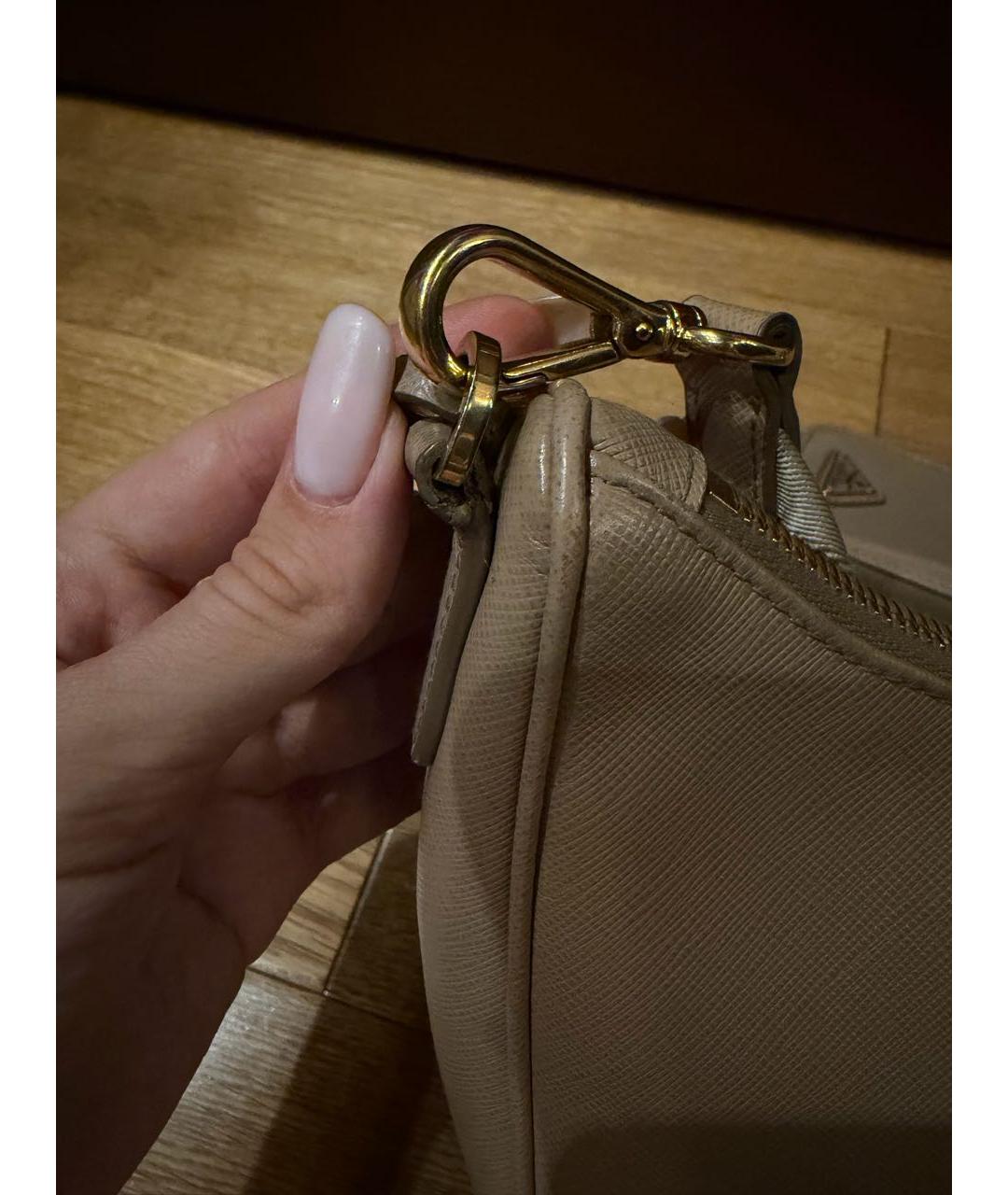 PRADA Бежевая кожаная сумка через плечо, фото 8