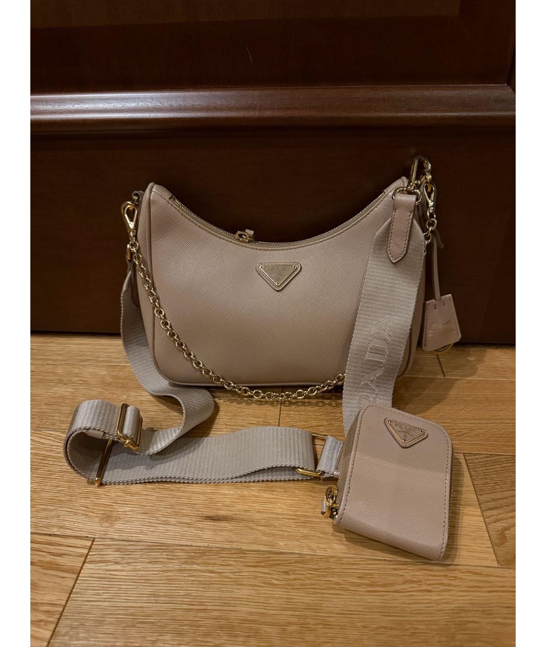 PRADA Бежевая кожаная сумка через плечо, фото 9