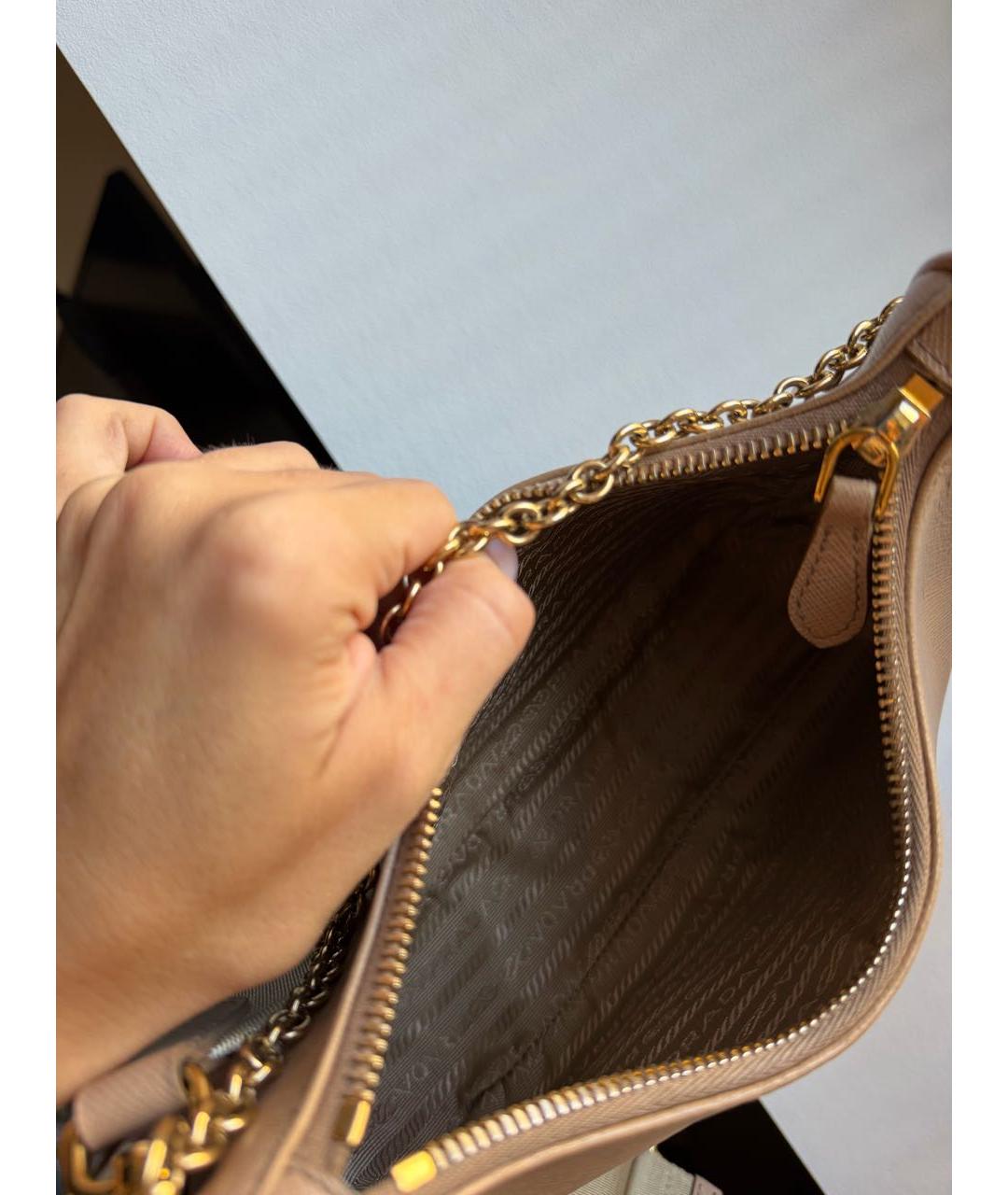 PRADA Бежевая кожаная сумка через плечо, фото 4