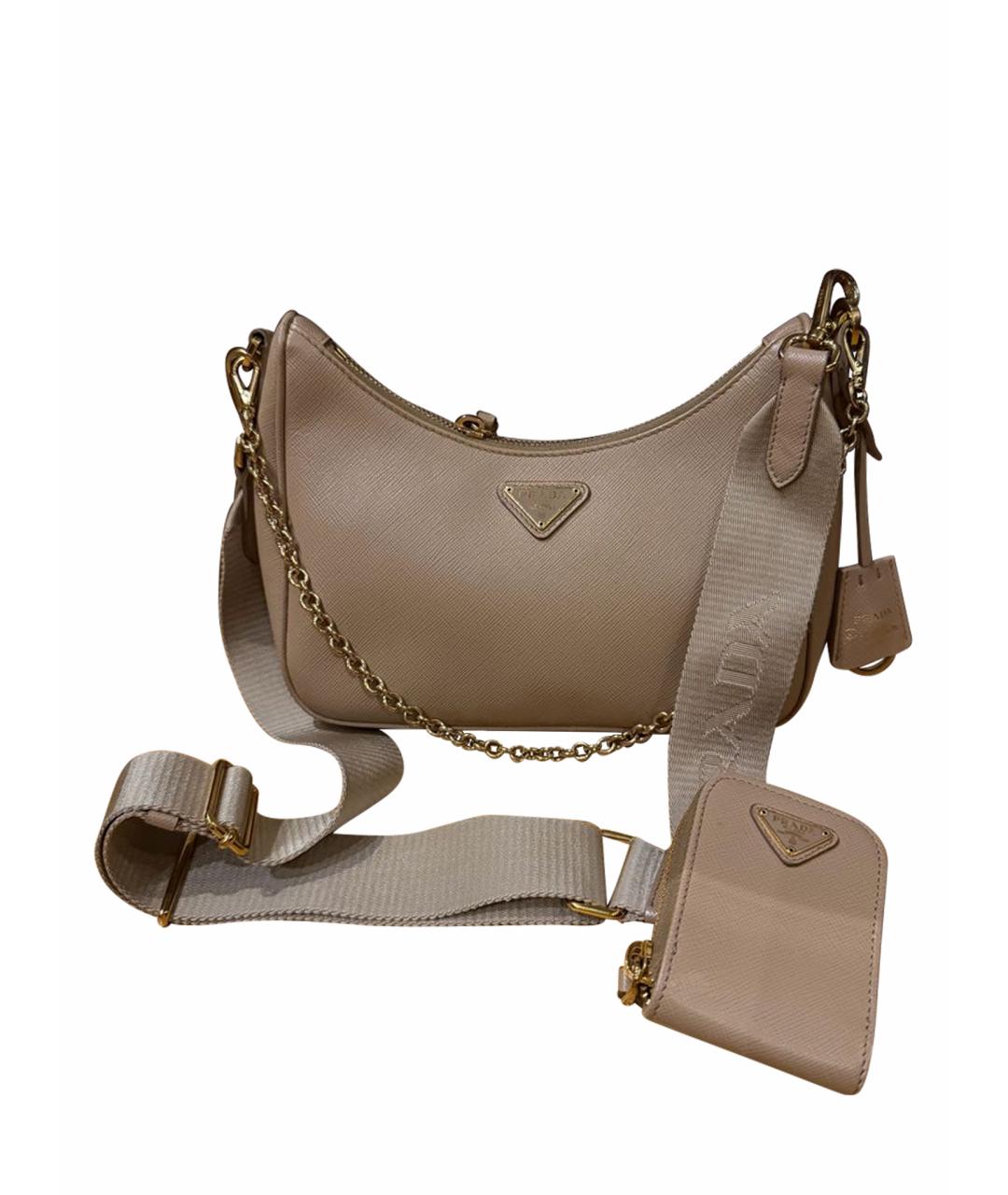 PRADA Бежевая кожаная сумка через плечо, фото 1