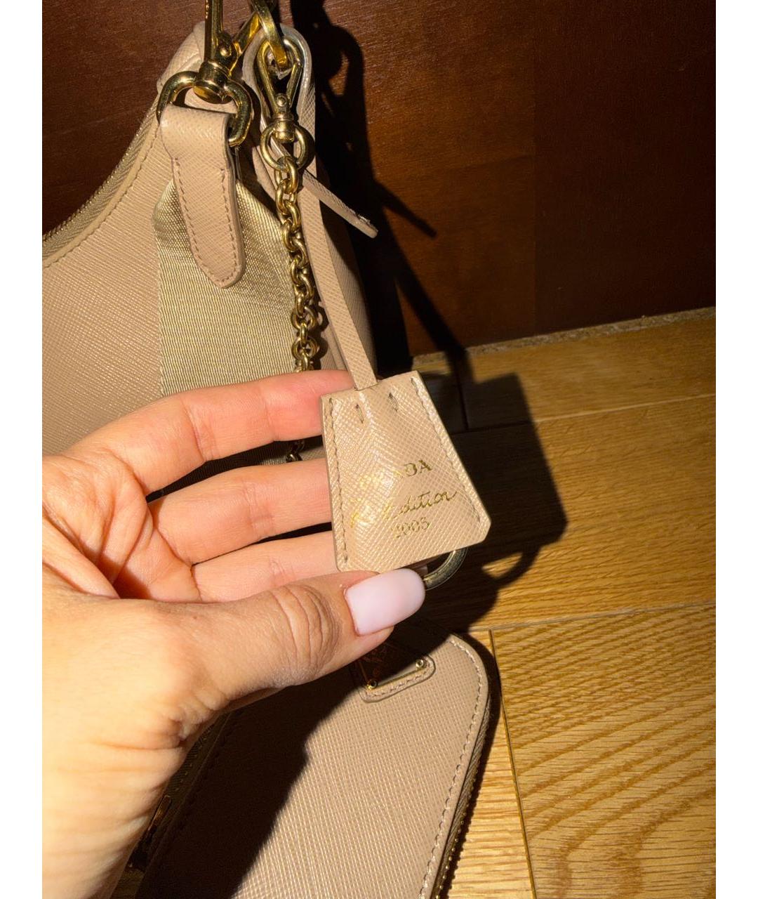 PRADA Бежевая кожаная сумка через плечо, фото 5