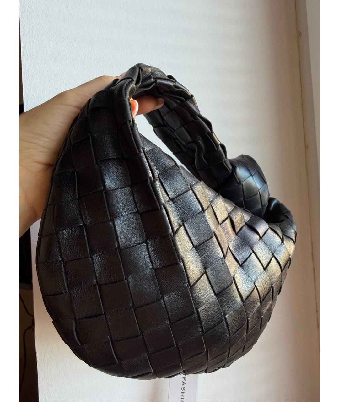 BOTTEGA VENETA Черная кожаная сумка с короткими ручками, фото 2