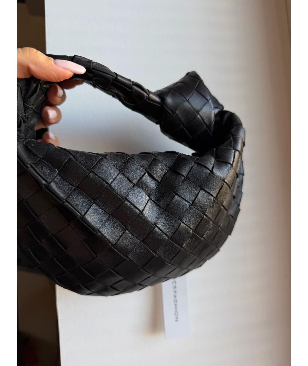 BOTTEGA VENETA Черная кожаная сумка с короткими ручками, фото 6