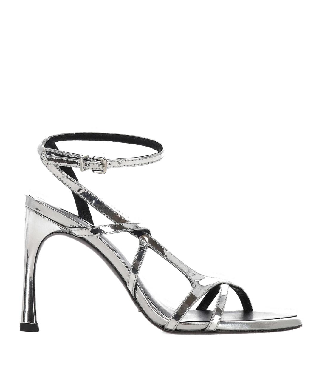 ROTATE Серебряные кожаные босоножки, фото 1