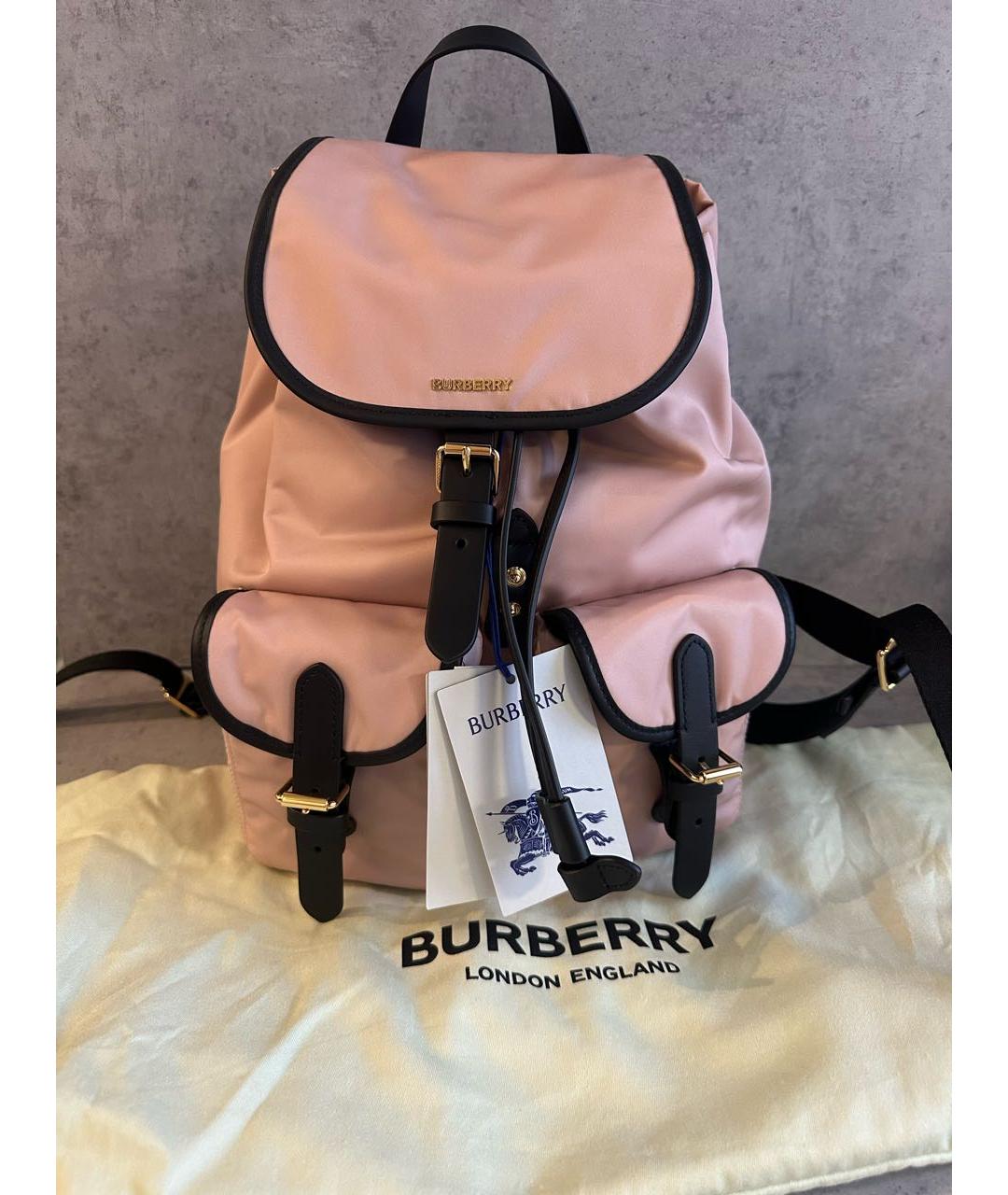 BURBERRY Розовый синтетический рюкзак, фото 4