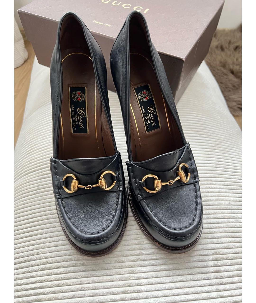 GUCCI Черные кожаные туфли, фото 3