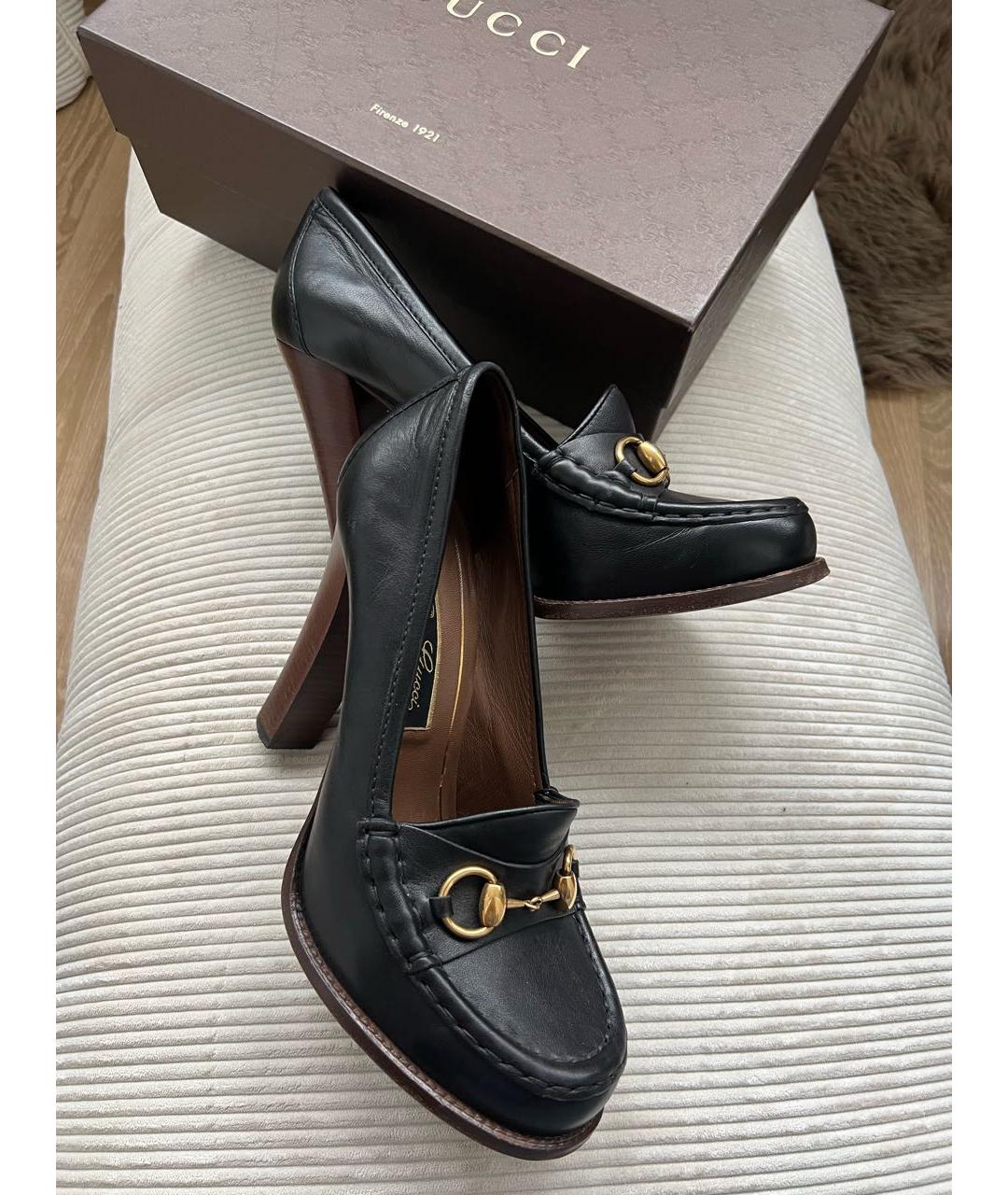 GUCCI Черные кожаные туфли, фото 2