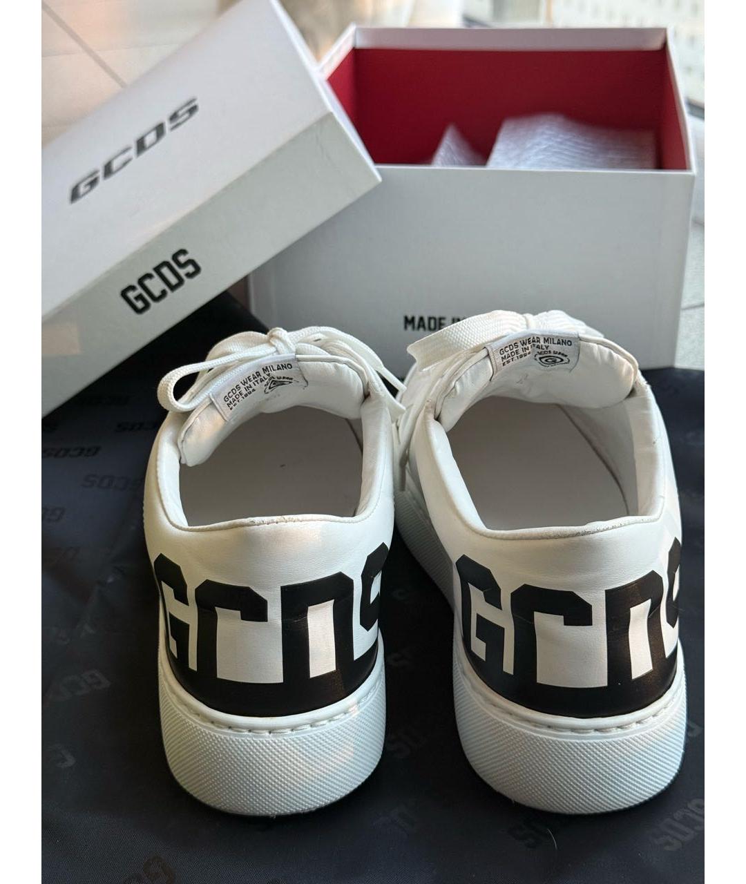 GCDS Белые кожаные кеды, фото 3