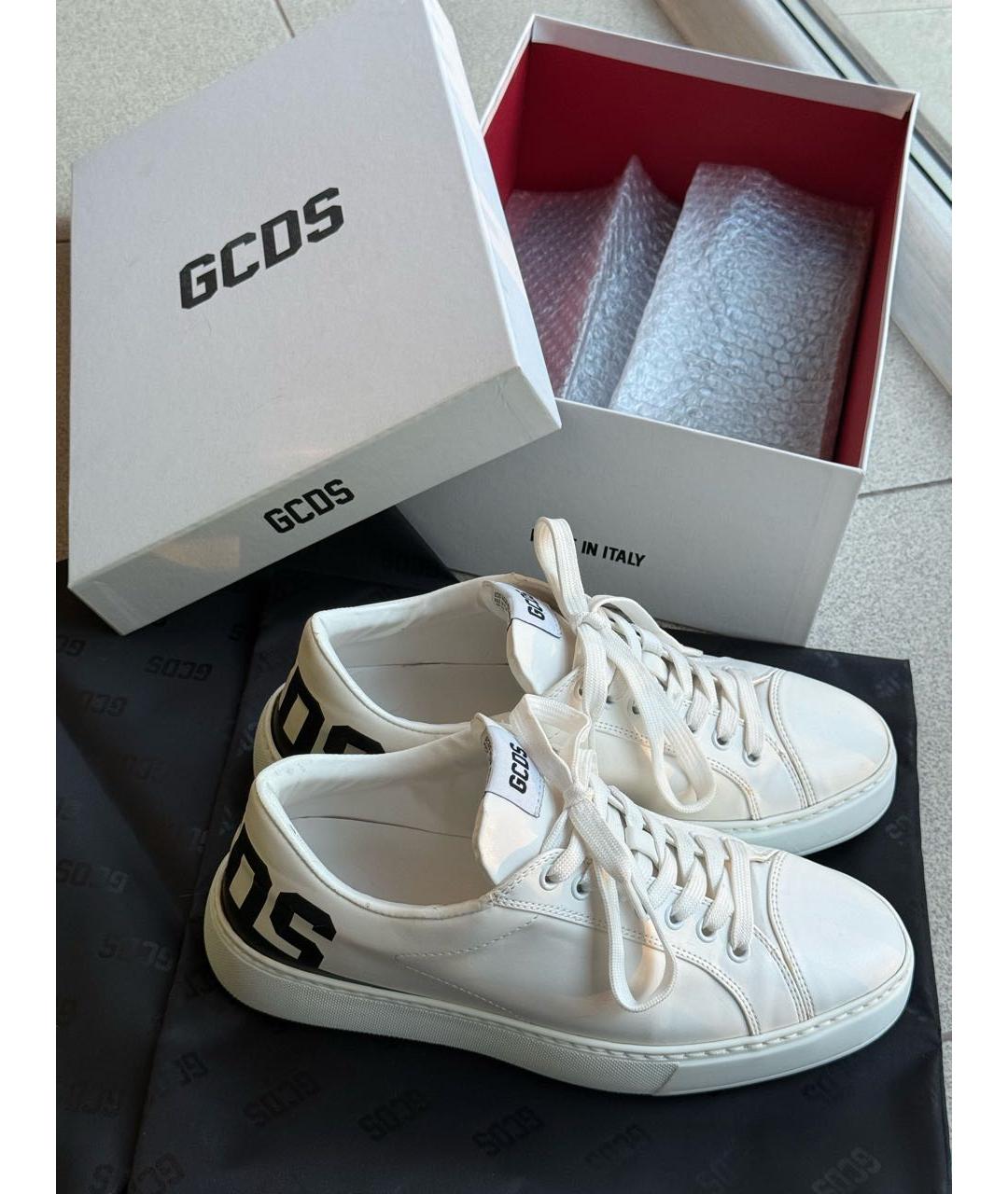 GCDS Белые кожаные кеды, фото 5