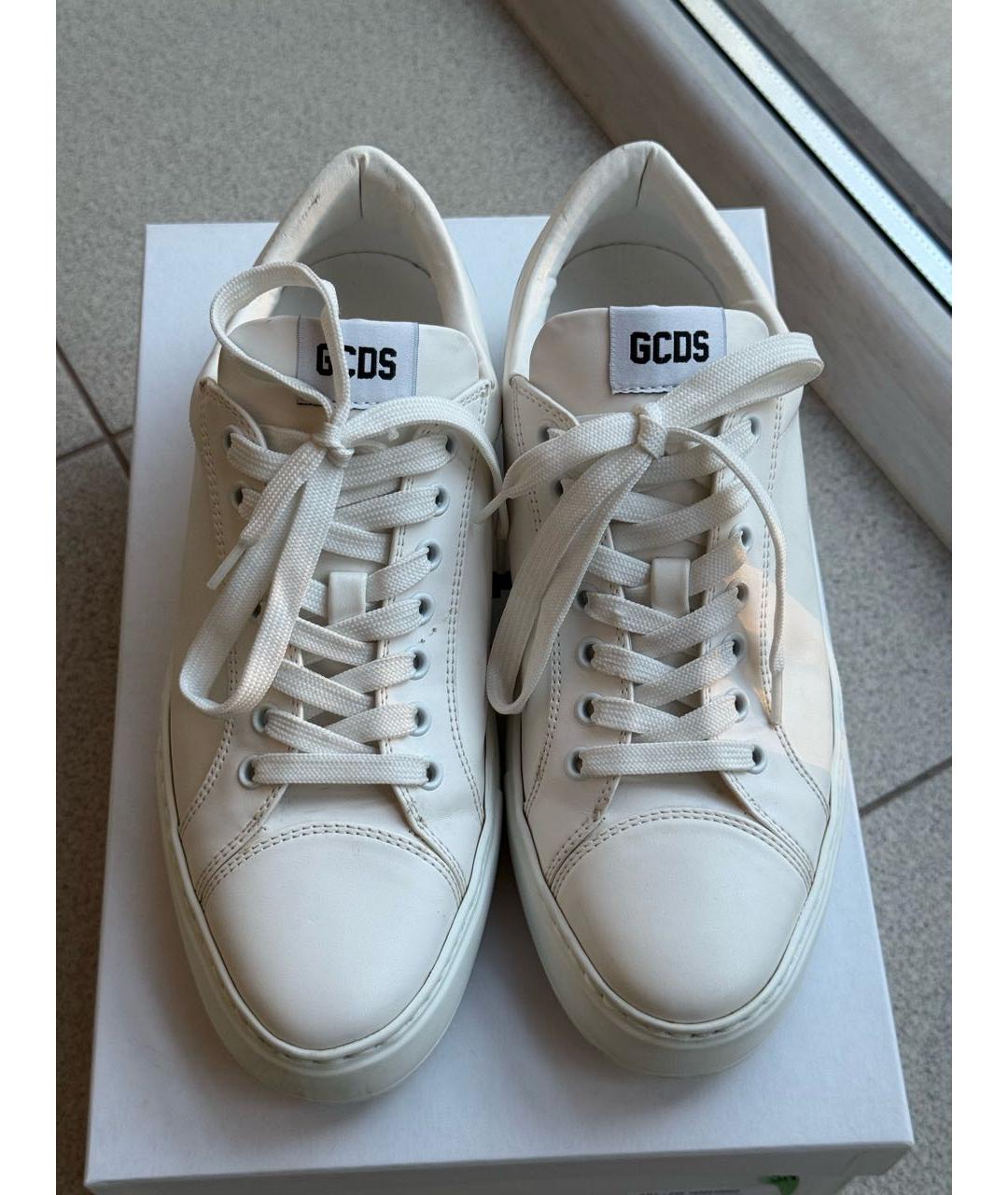 GCDS Белые кожаные кеды, фото 2