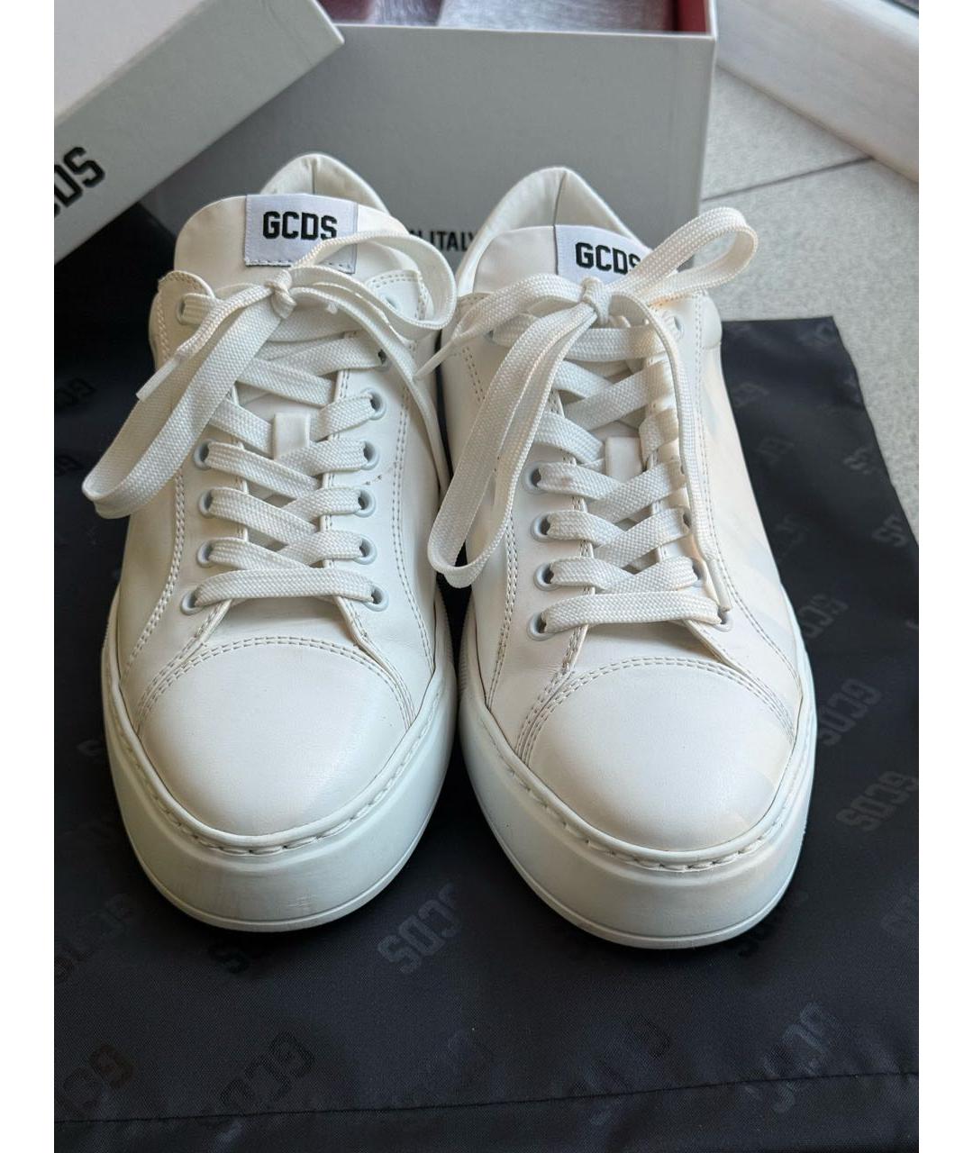 GCDS Белые кожаные кеды, фото 4