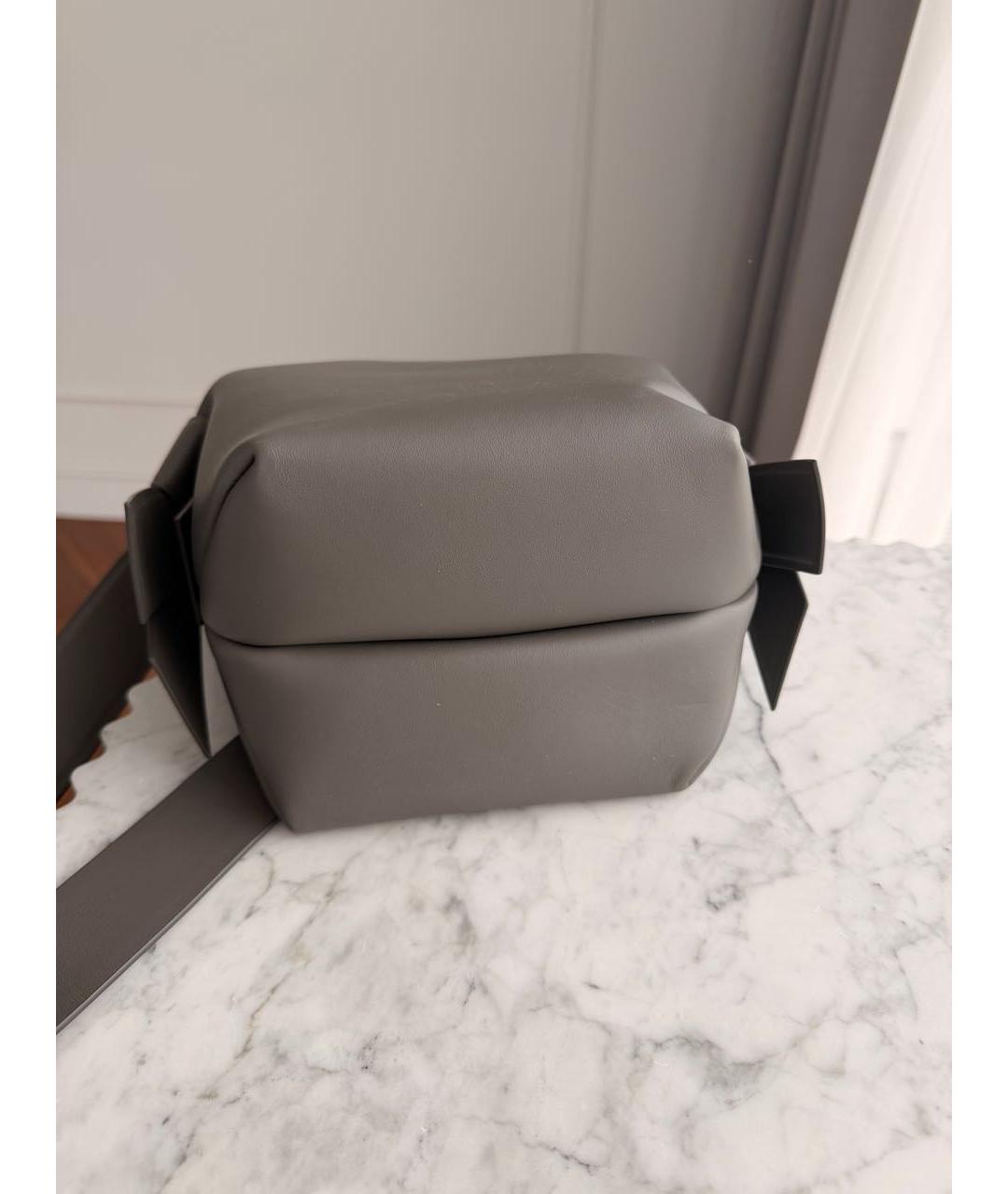 ACNE STUDIOS Серая кожаная сумка с короткими ручками, фото 5