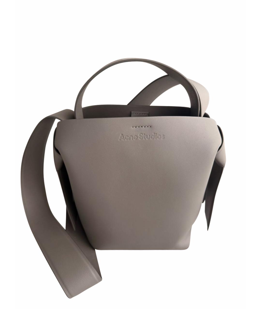 ACNE STUDIOS Серая кожаная сумка с короткими ручками, фото 1