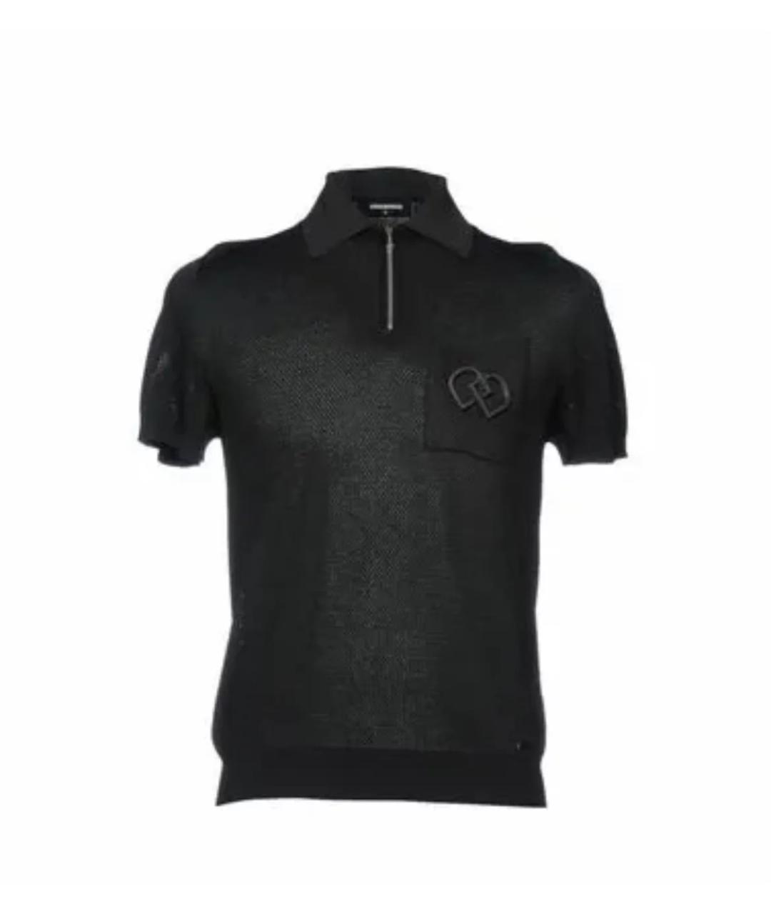 DSQUARED2 Черное хлопковое поло с коротким рукавом, фото 7