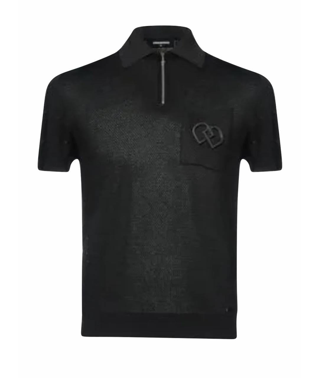 DSQUARED2 Черное хлопковое поло с коротким рукавом, фото 1