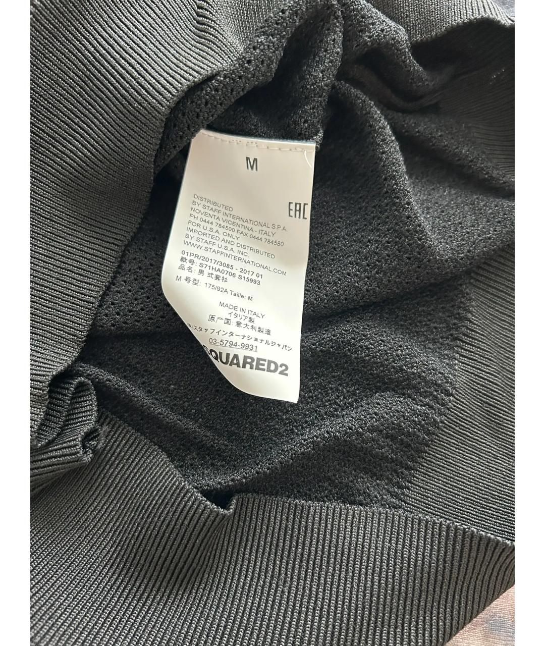 DSQUARED2 Черное хлопковое поло с коротким рукавом, фото 4