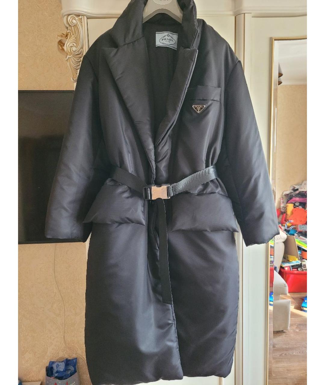 PRADA Черное полиэстеровое пальто, фото 8