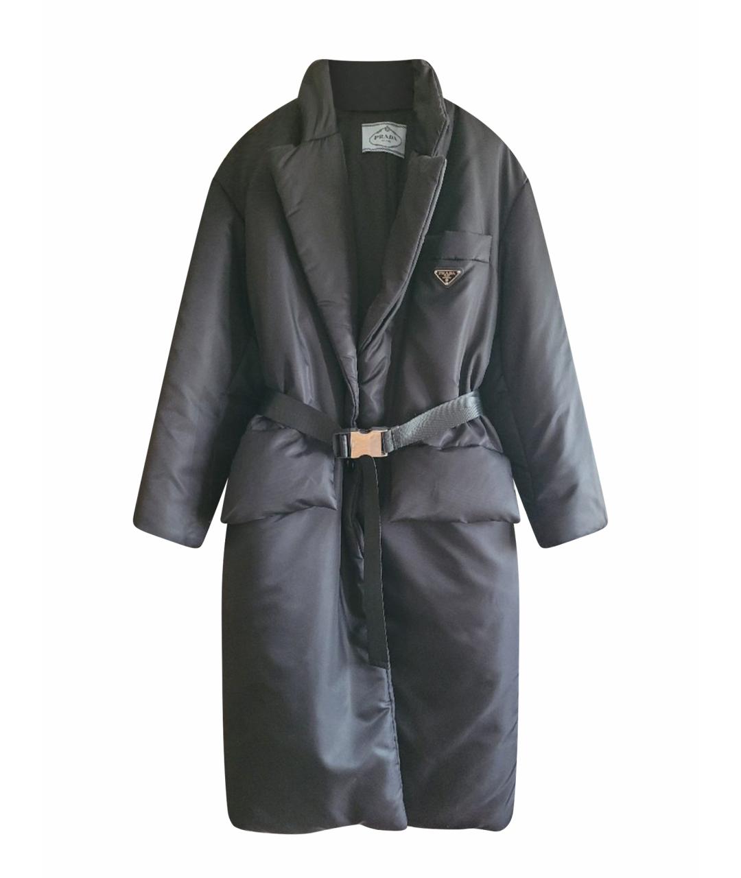 PRADA Черное полиэстеровое пальто, фото 1
