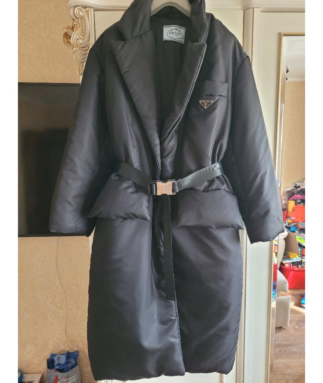 PRADA Черное полиэстеровое пальто, фото 2
