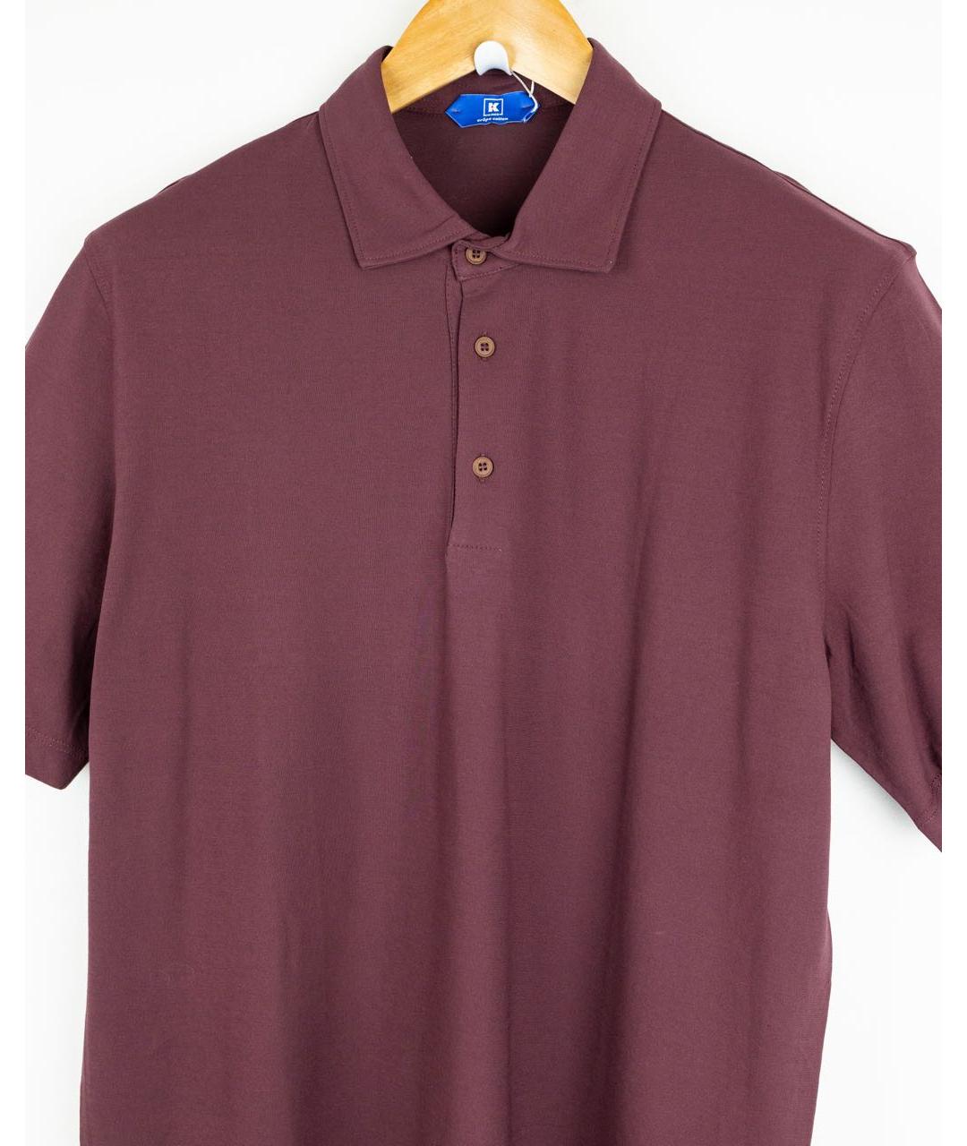 KIRED Бордовое хлопковое поло с коротким рукавом, фото 4