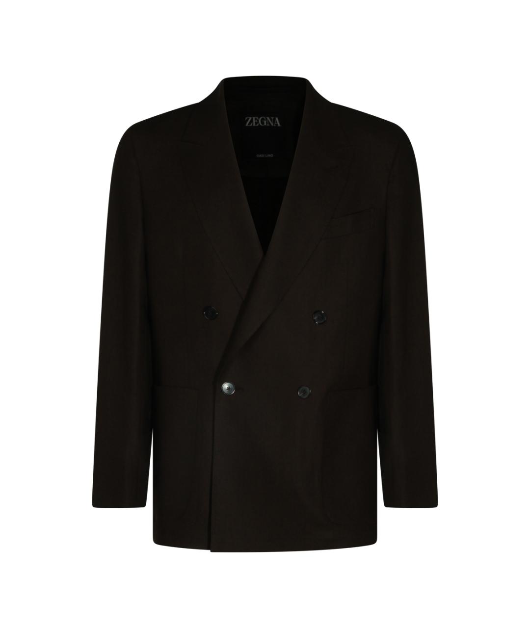 ZEGNA Коричневый льняной пиджак, фото 1