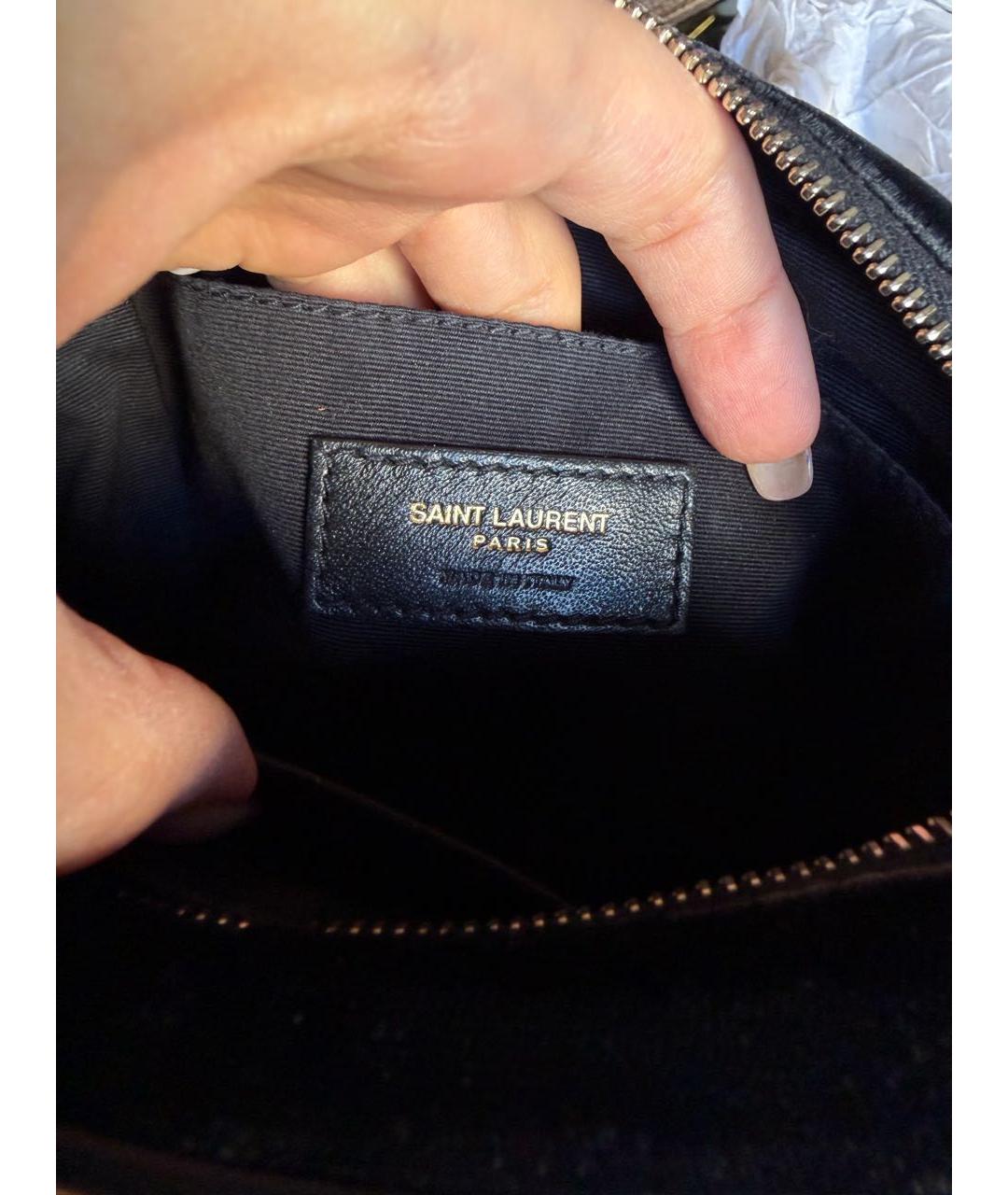 SAINT LAURENT Черная бархатная поясная сумка, фото 4