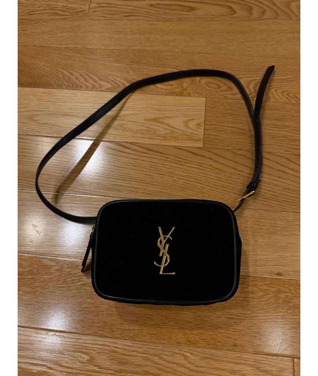 SAINT LAURENT Черная бархатная поясная сумка, фото 9