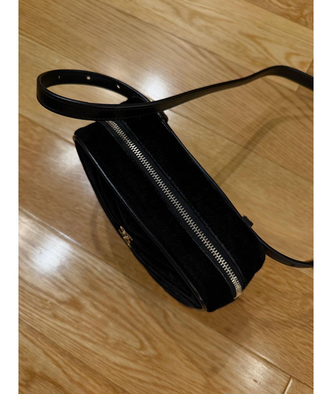 SAINT LAURENT Черная бархатная поясная сумка, фото 6