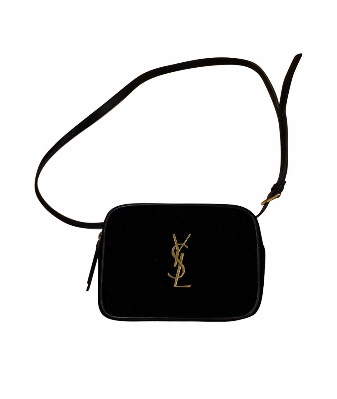 SAINT LAURENT Черная бархатная поясная сумка, фото 1