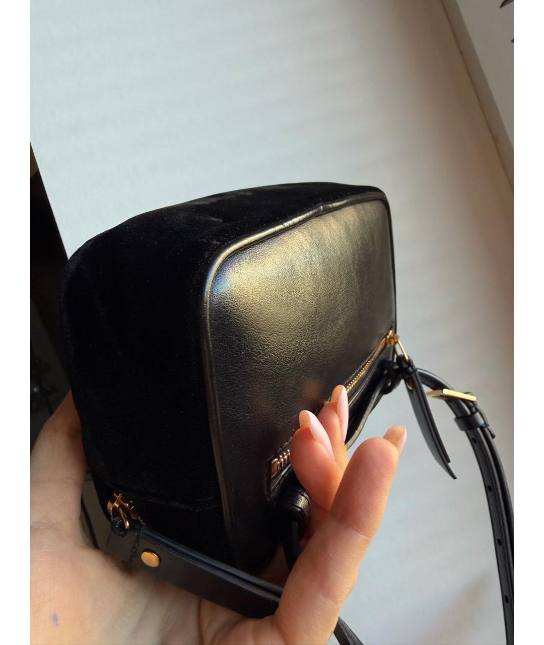 SAINT LAURENT Черная бархатная поясная сумка, фото 3