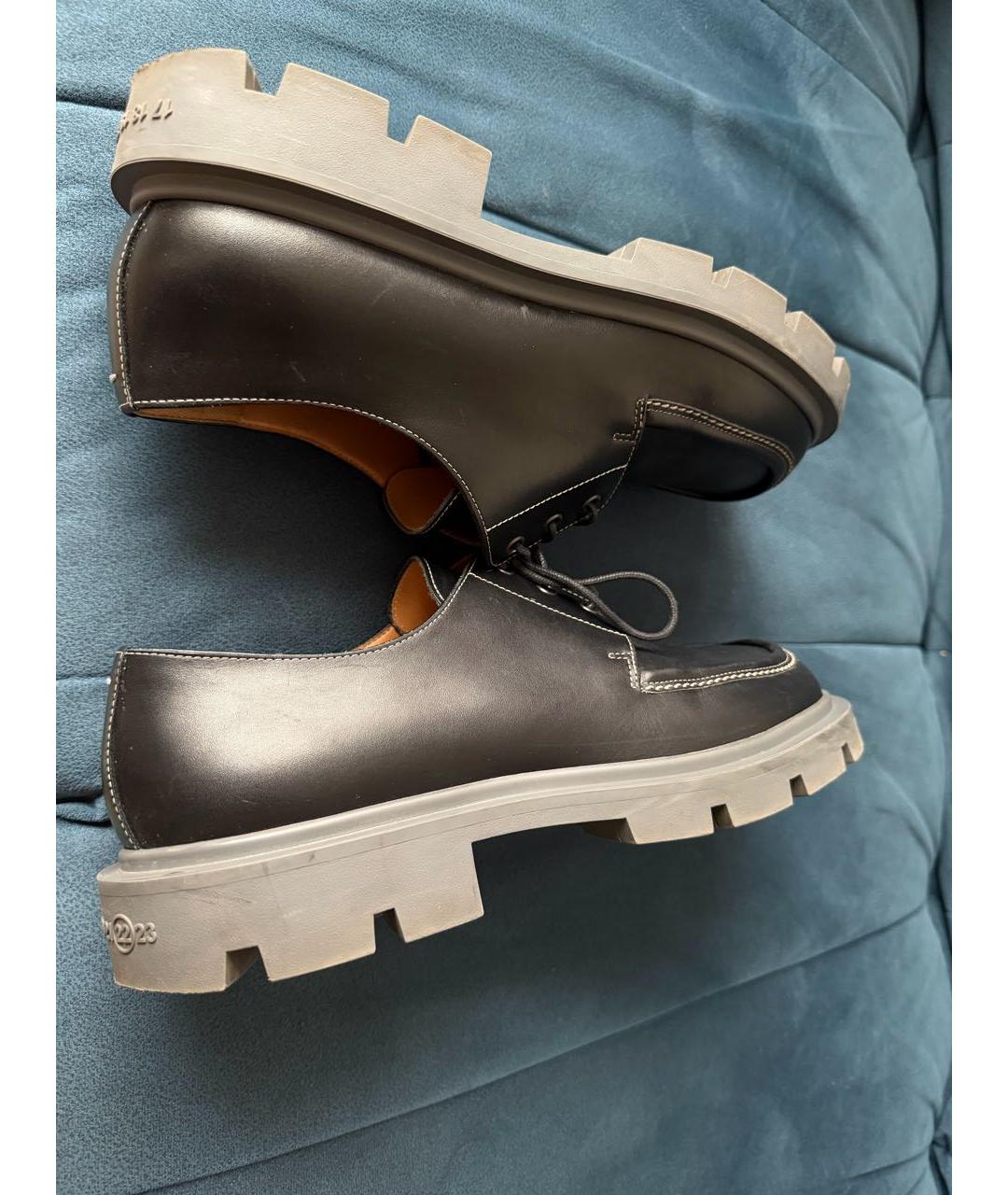 MAISON MARGIELA Черные кожаные низкие ботинки, фото 6