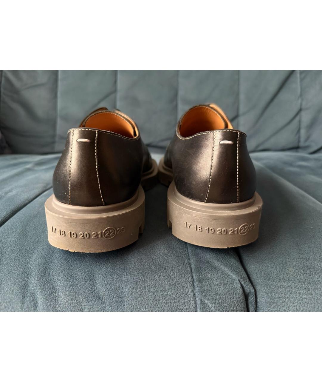 MAISON MARGIELA Черные кожаные низкие ботинки, фото 4