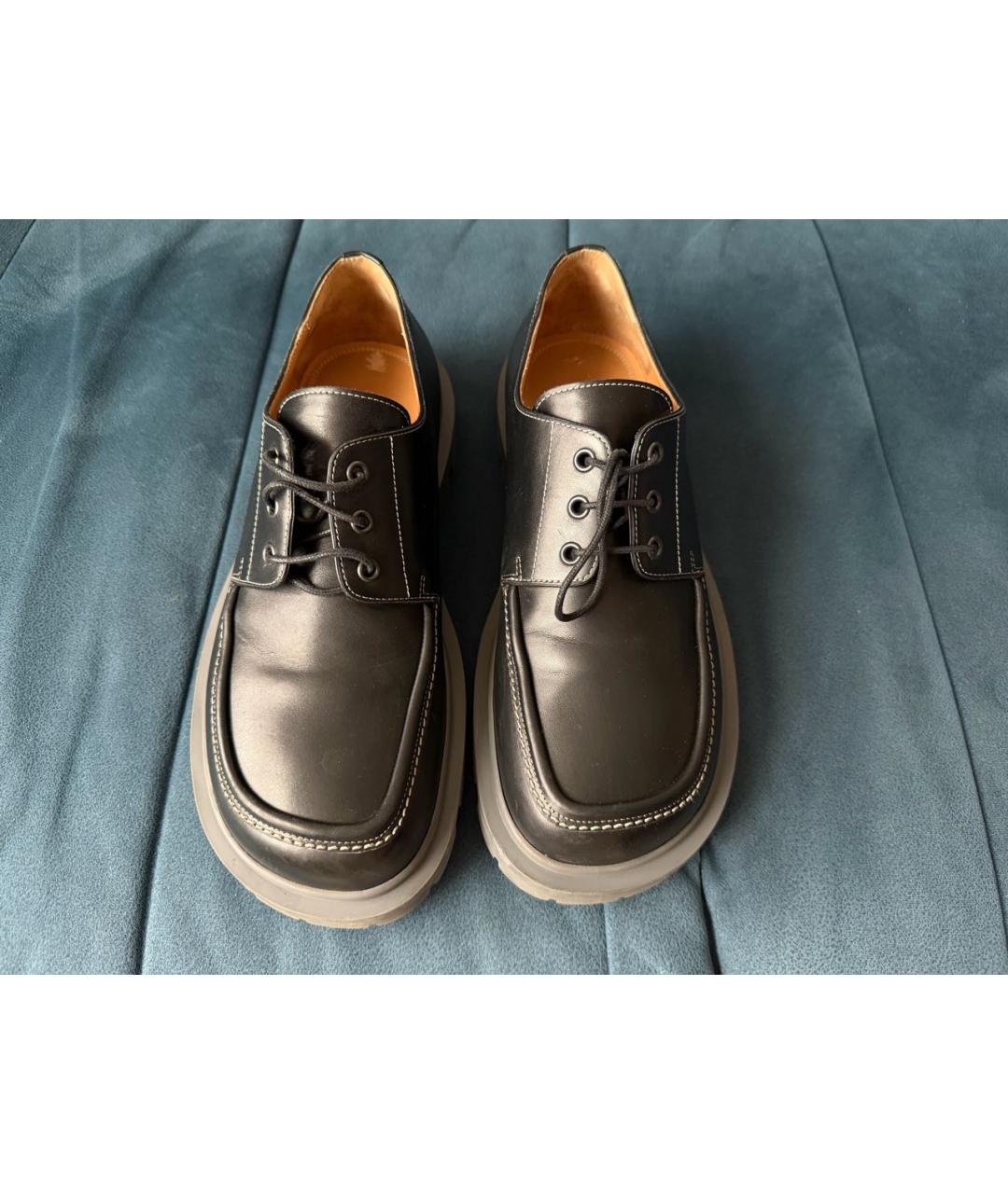 MAISON MARGIELA Черные кожаные низкие ботинки, фото 2