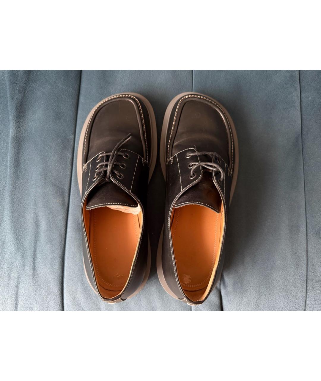 MAISON MARGIELA Черные кожаные низкие ботинки, фото 3