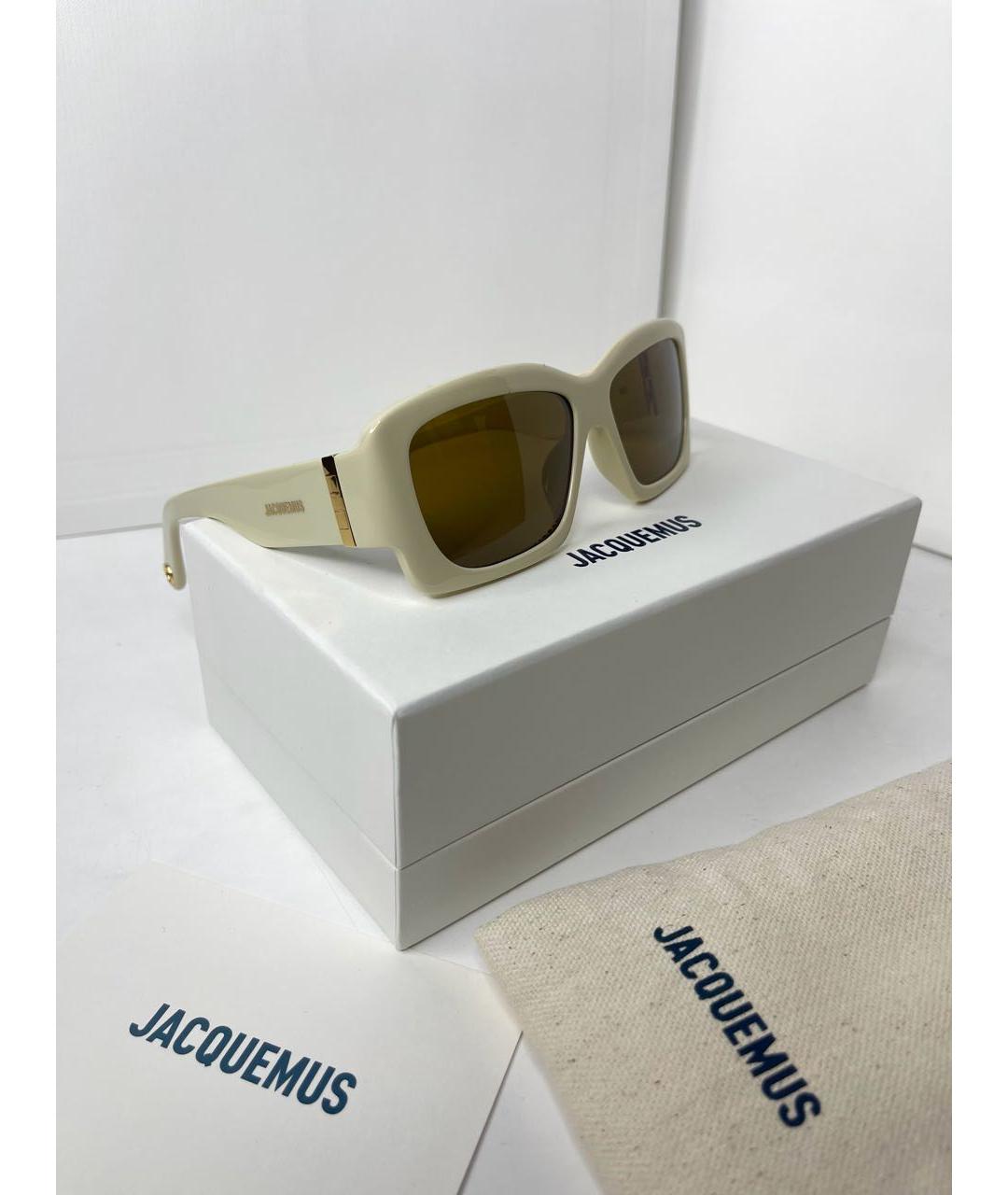 JACQUEMUS Бежевые пластиковые солнцезащитные очки, фото 2