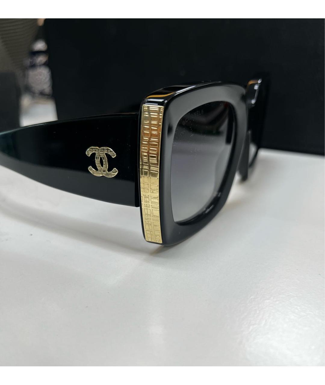 CHANEL Черные пластиковые солнцезащитные очки, фото 3