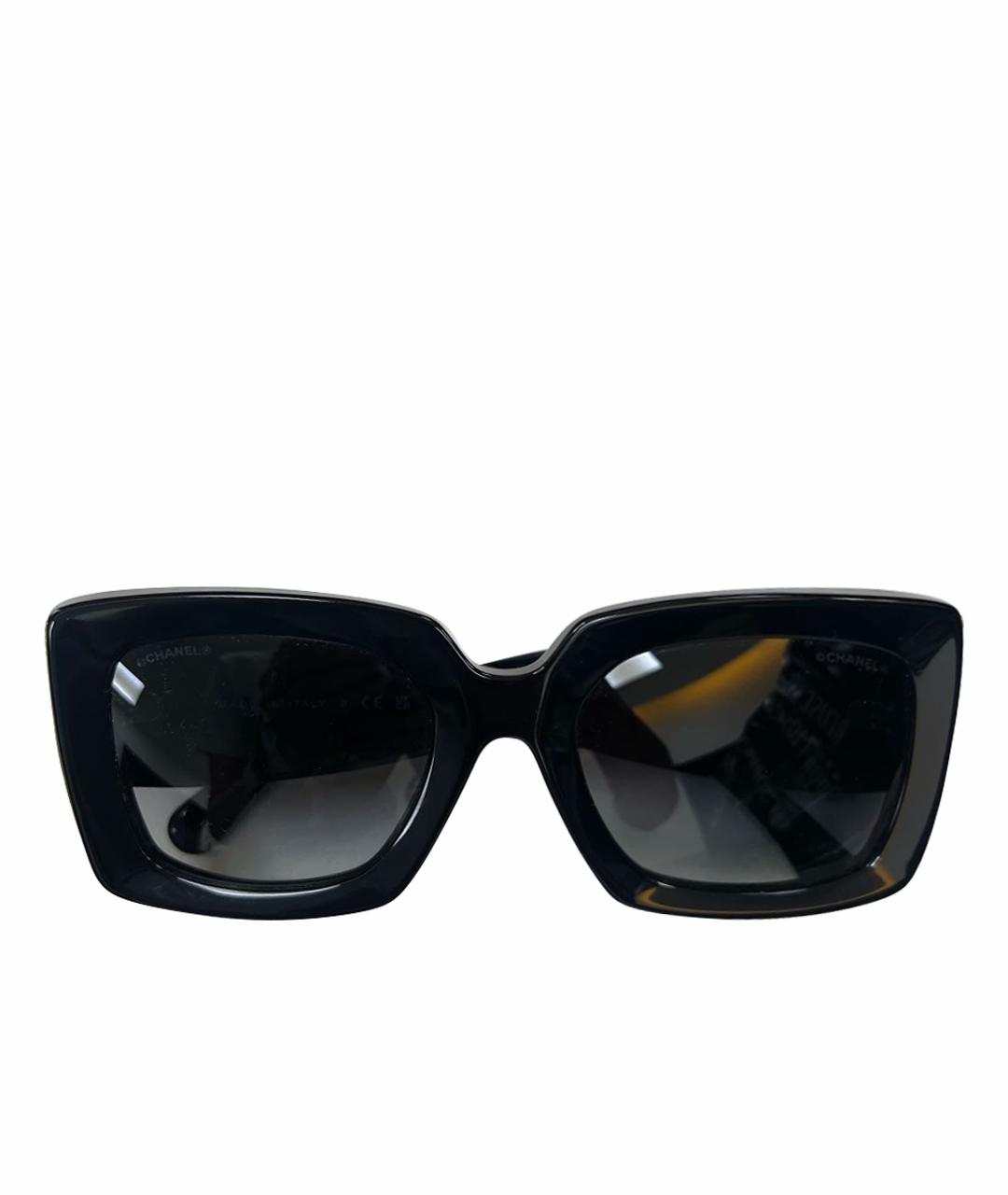 CHANEL Черные пластиковые солнцезащитные очки, фото 1